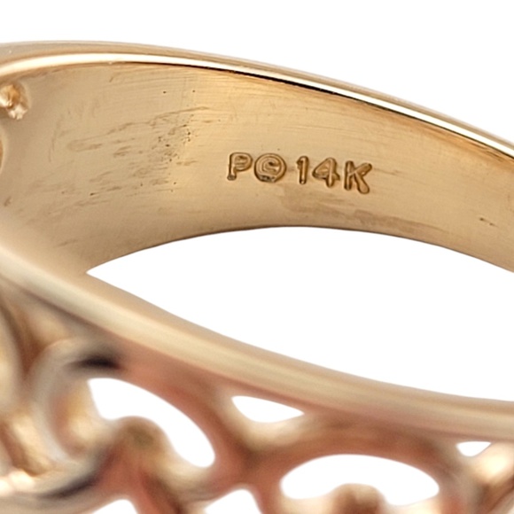 14 Karat Yellow Gold Filigree Ring Band Size 6 #20904 - Picture 4 of 6
